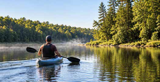 Kayaking on a calm lake