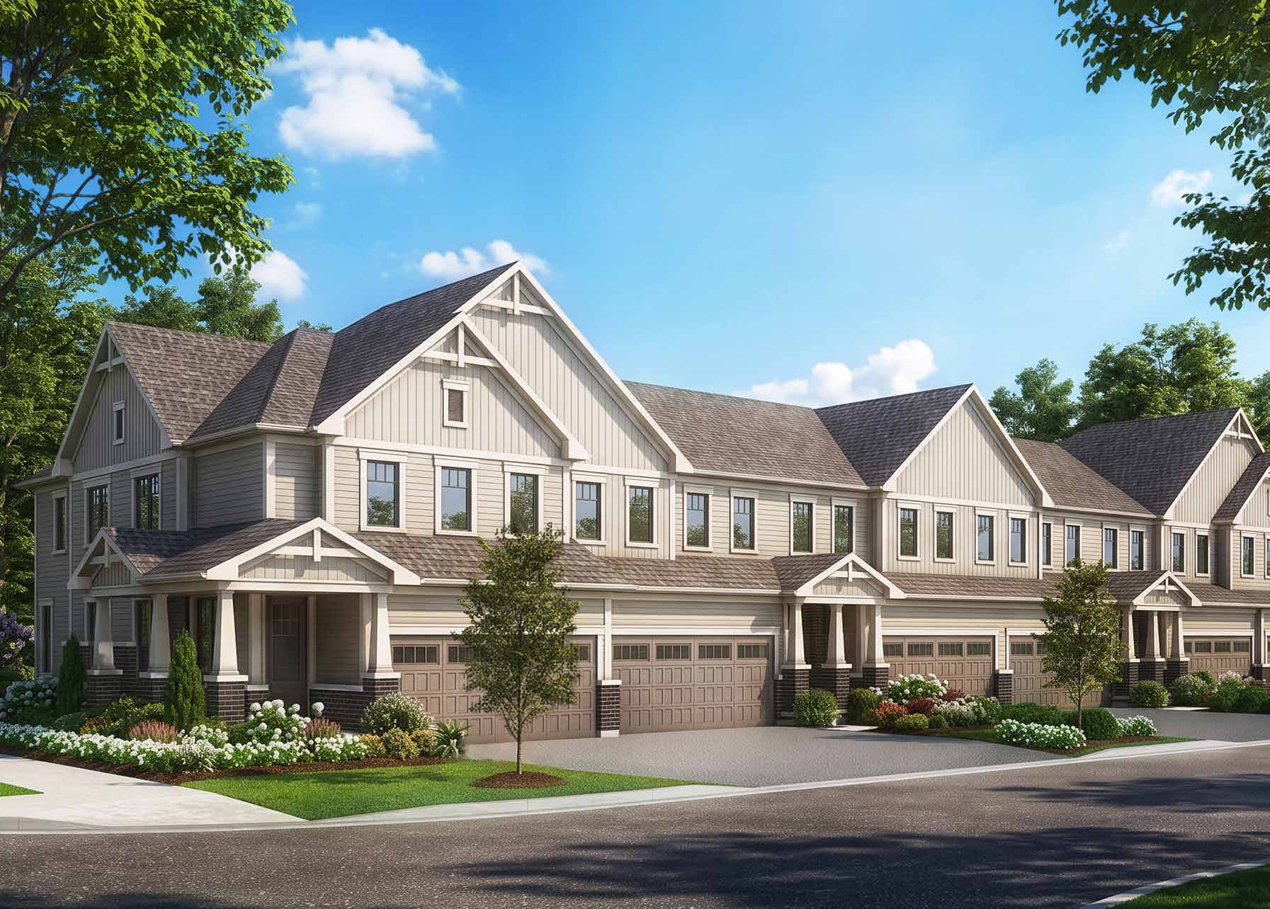 Streetscape rendering of Liora townhomes