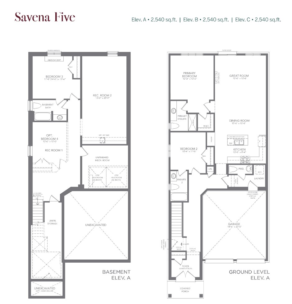 Savena Five floor plan, basement and ground level